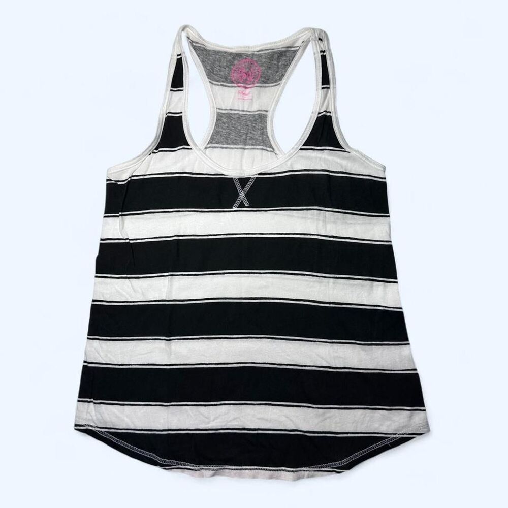 SO Black & White Striped Racerback Tank Top - Y2K Style Size S